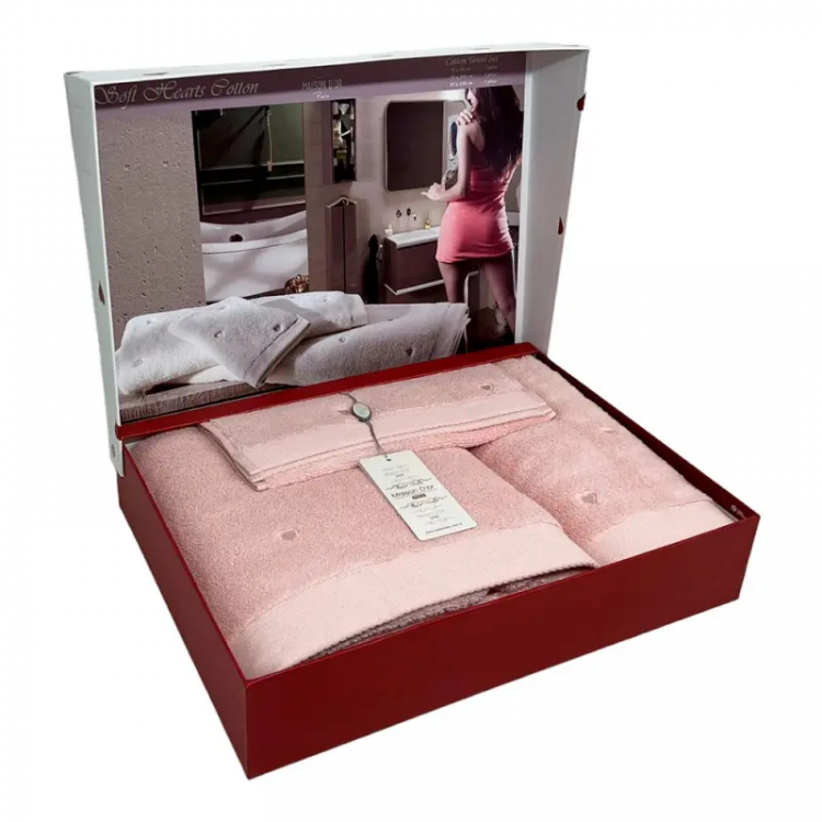 Набор махровых полотенец Maison Dor Soft Hearts rose из 3-х штук