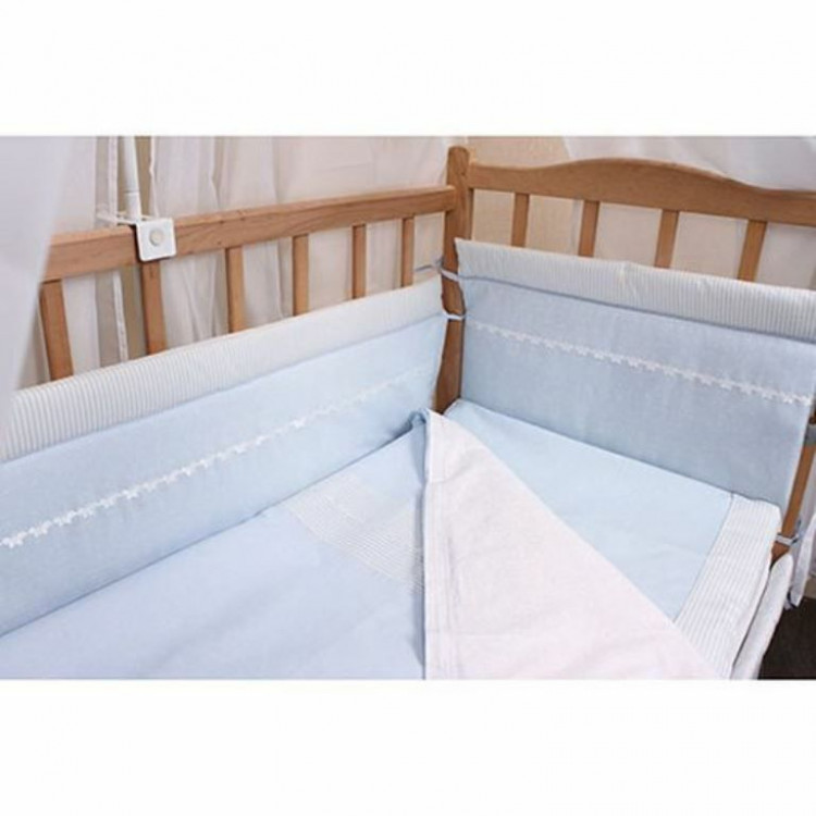 Защитное ограждение в детскую кроватку  Руно "Веселый горошек" голубое
