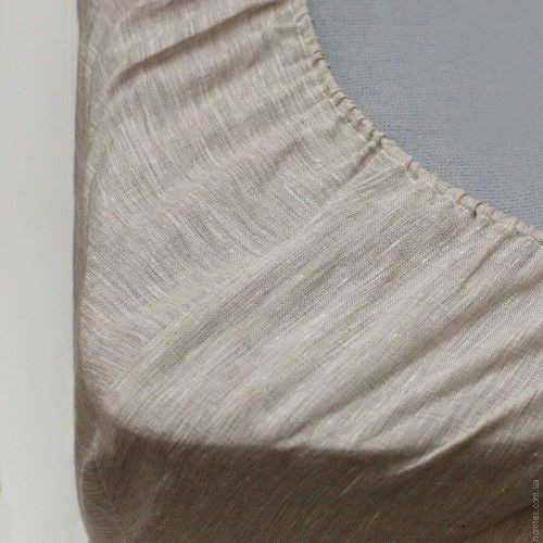 Простынь на резинке Lintex лен с хлопком 80x200+20 см 