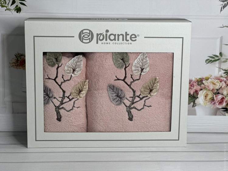 Набор махровых полотенец Piante Home из двух штук 50х90+70х140 см с вышивкой модель 17