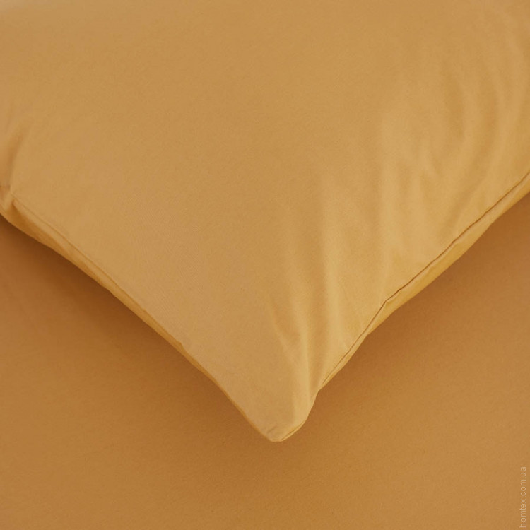 Простынь на резинке с наволочками Penelope - Laura mustard горчичная 160х200+35 см + 50х70 см (2 шт.)