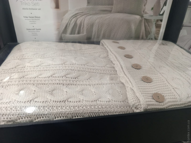 Вязанный плед - покрывало Capital Home 240x260 см с наволочками бежевый