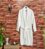 Женский халат велюр - махра Zeron молочный