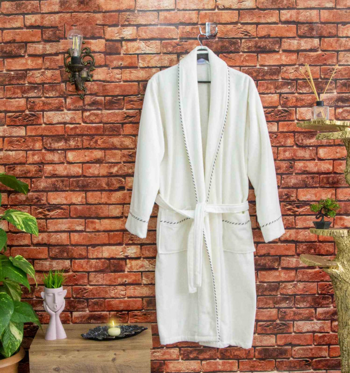 Женский халат велюр - махра Zeron молочный