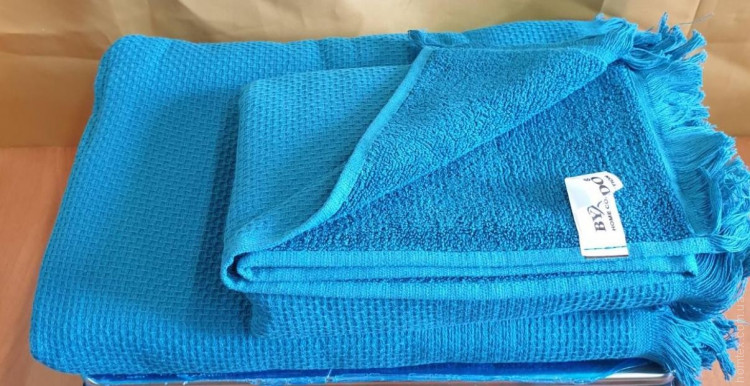 Набір рушників махра + вафля By Ido з 6-ти шт 50х90 см синій