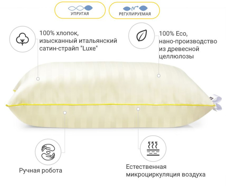 Подушка с Тенсель антиаллергенная Carmela Hand Made Modal 40x60 см, №1205, упругая