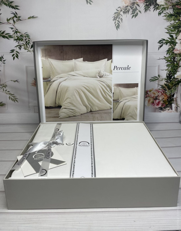 Постільна білизна Romeo Home Percale тенсел молочний євро