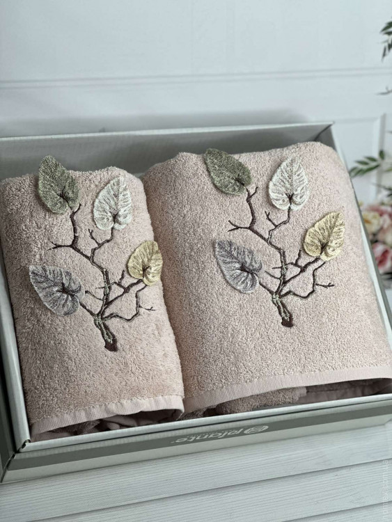 Набір махрових рушників Piante Home із двох штук 50х90+70х140 см з вишивкою модель 18
