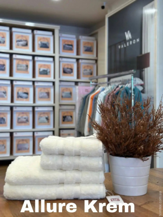 Махровое бамбуковое полотенце TAC Allure Bambu krem 100х150 см