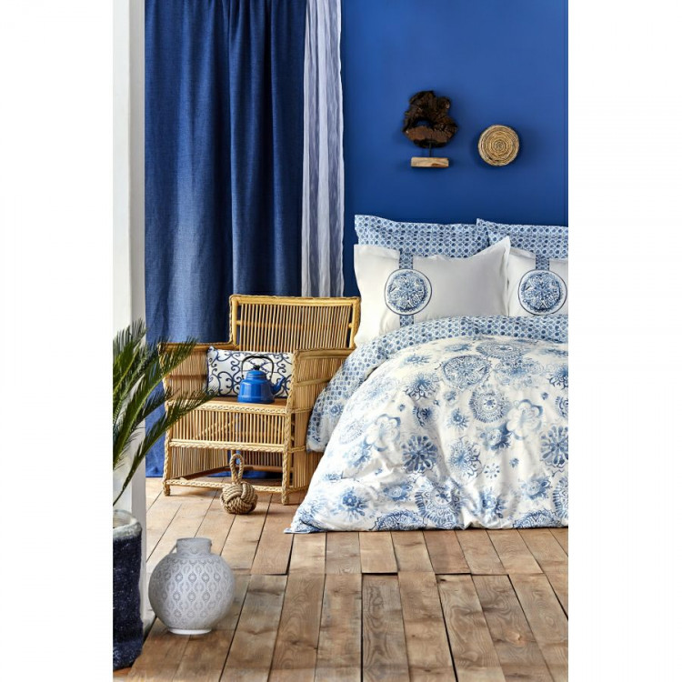 Набор для кровати Karaca Home Felinda mavi 2019-2 голубой с пике полуторный 